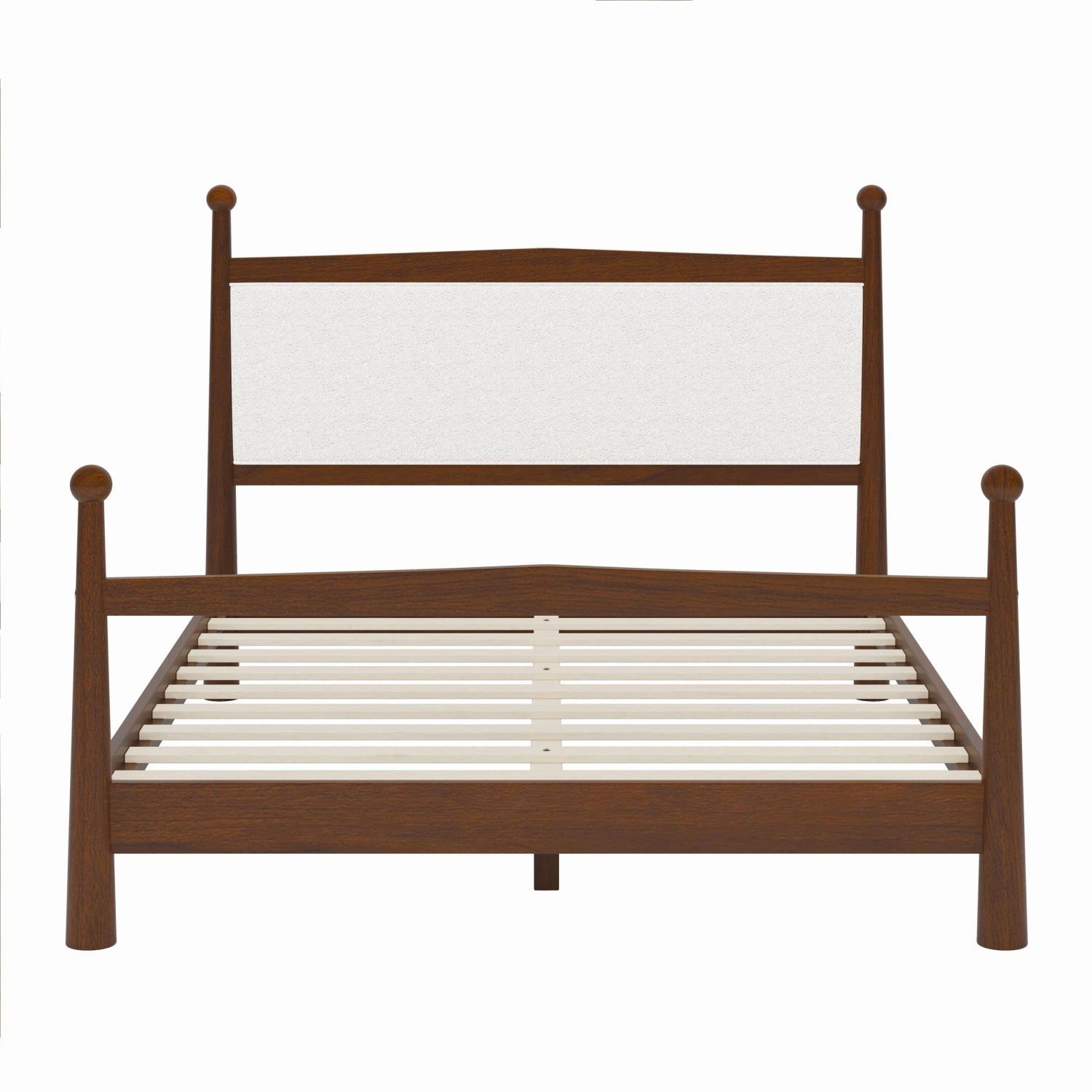 Streamdale Queen Pine Platform Bed Boucle Headboard