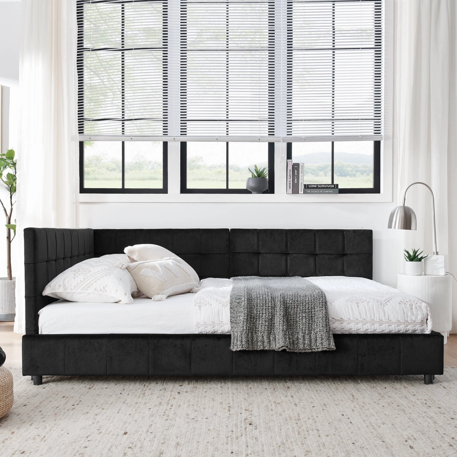 Streamdale Tufted Upholstered Full Size Bed Frame - Black Velvet