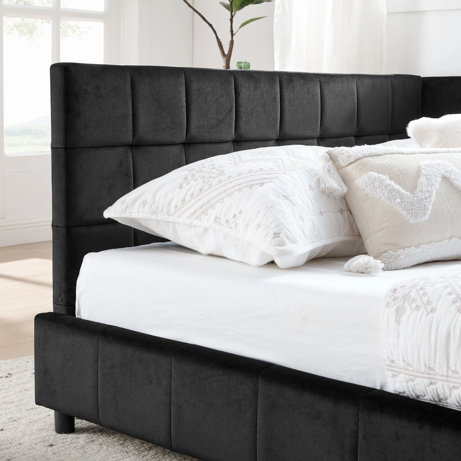 Streamdale Tufted Upholstered Full Size Bed Frame - Black Velvet
