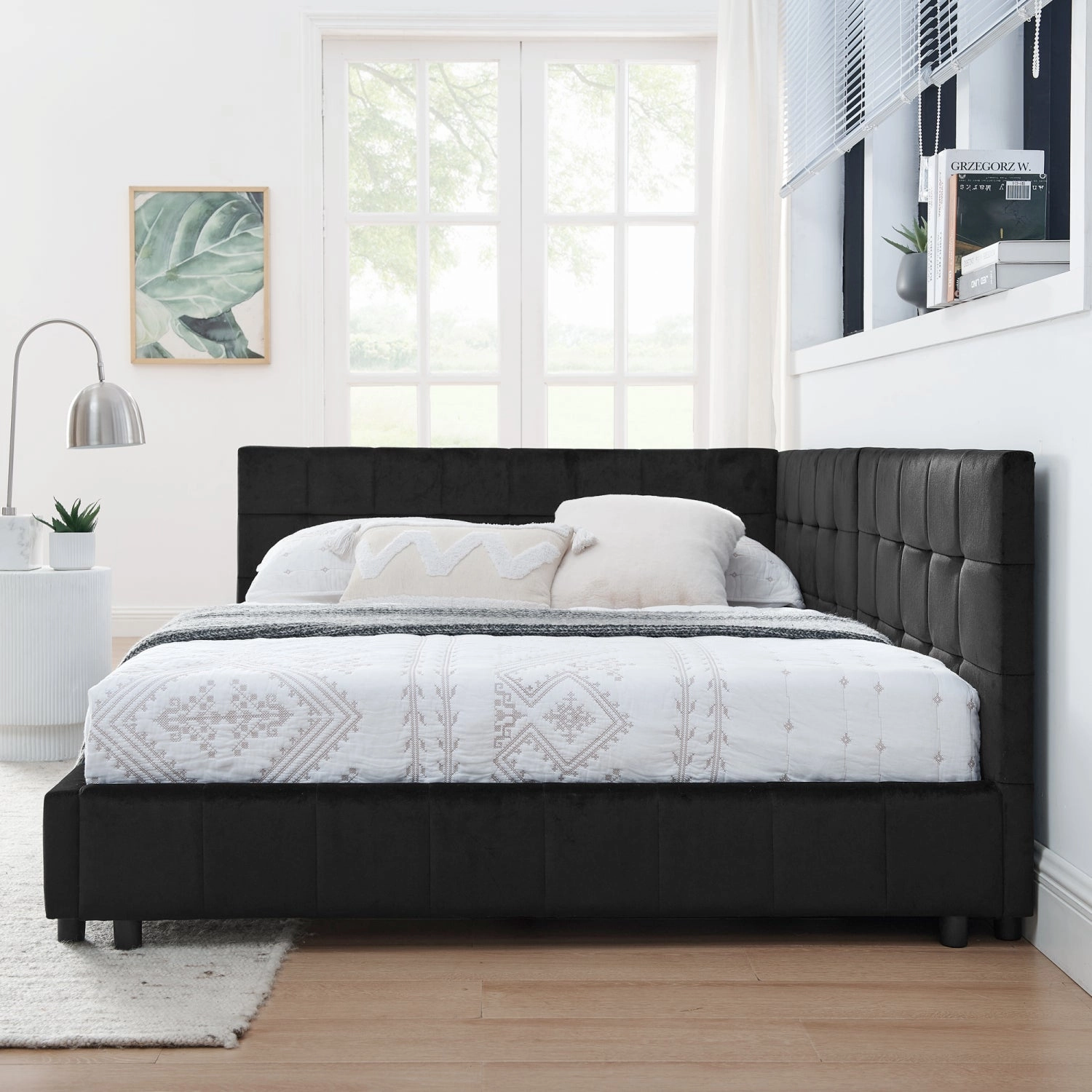 Streamdale Tufted Upholstered Full Size Bed Frame - Black Velvet