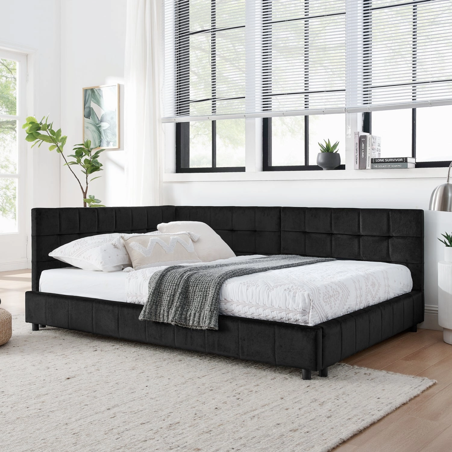 Streamdale Tufted Upholstered Full Size Bed Frame - Black Velvet