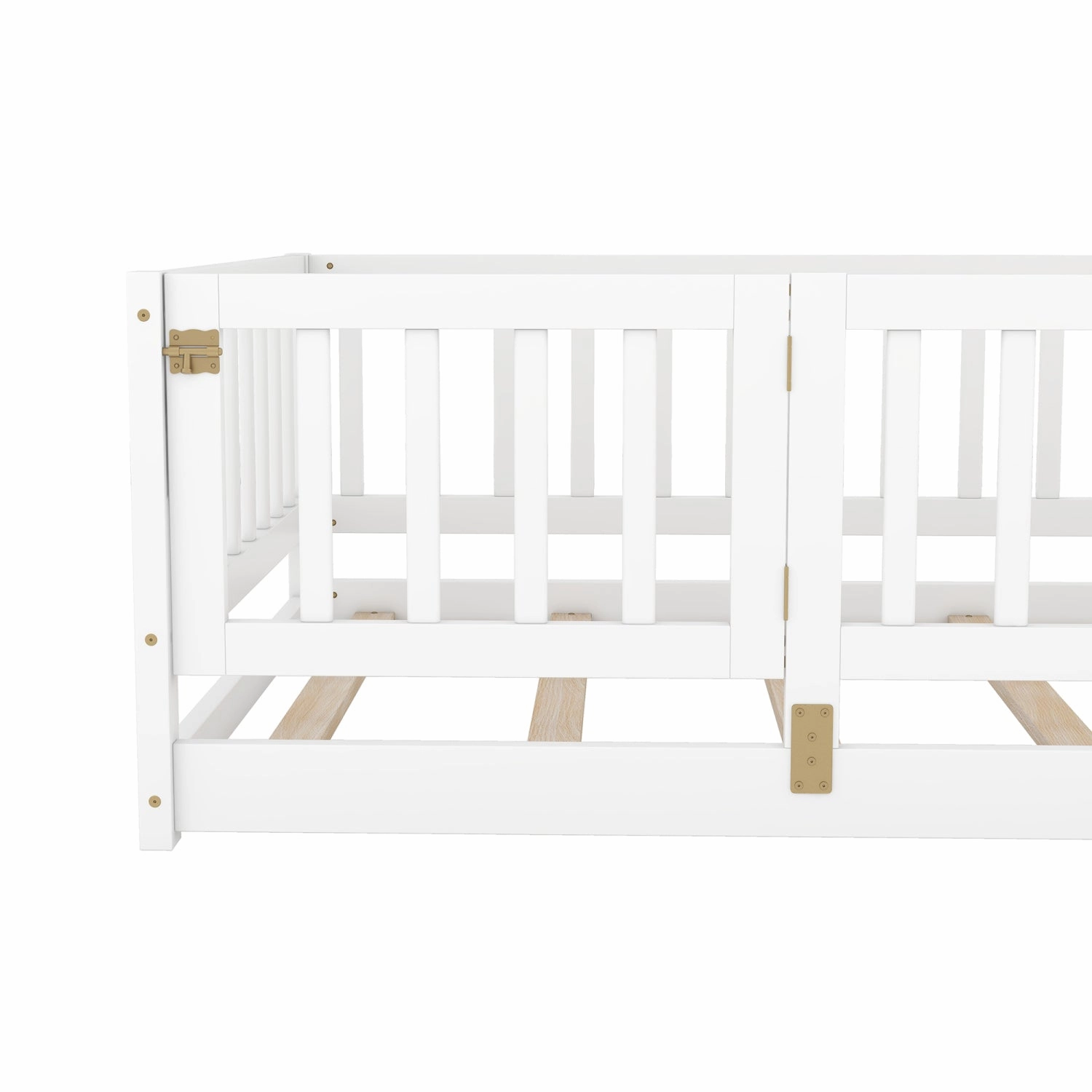 Streamdale Twin Floor Bed with Fence & Door (White)