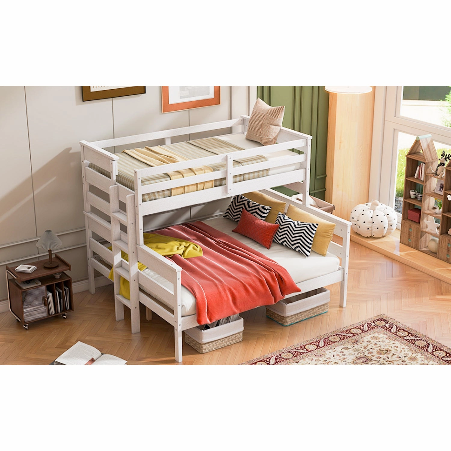 Streamdale Wood Twin XL over Queen Bunk Bed with Ladder