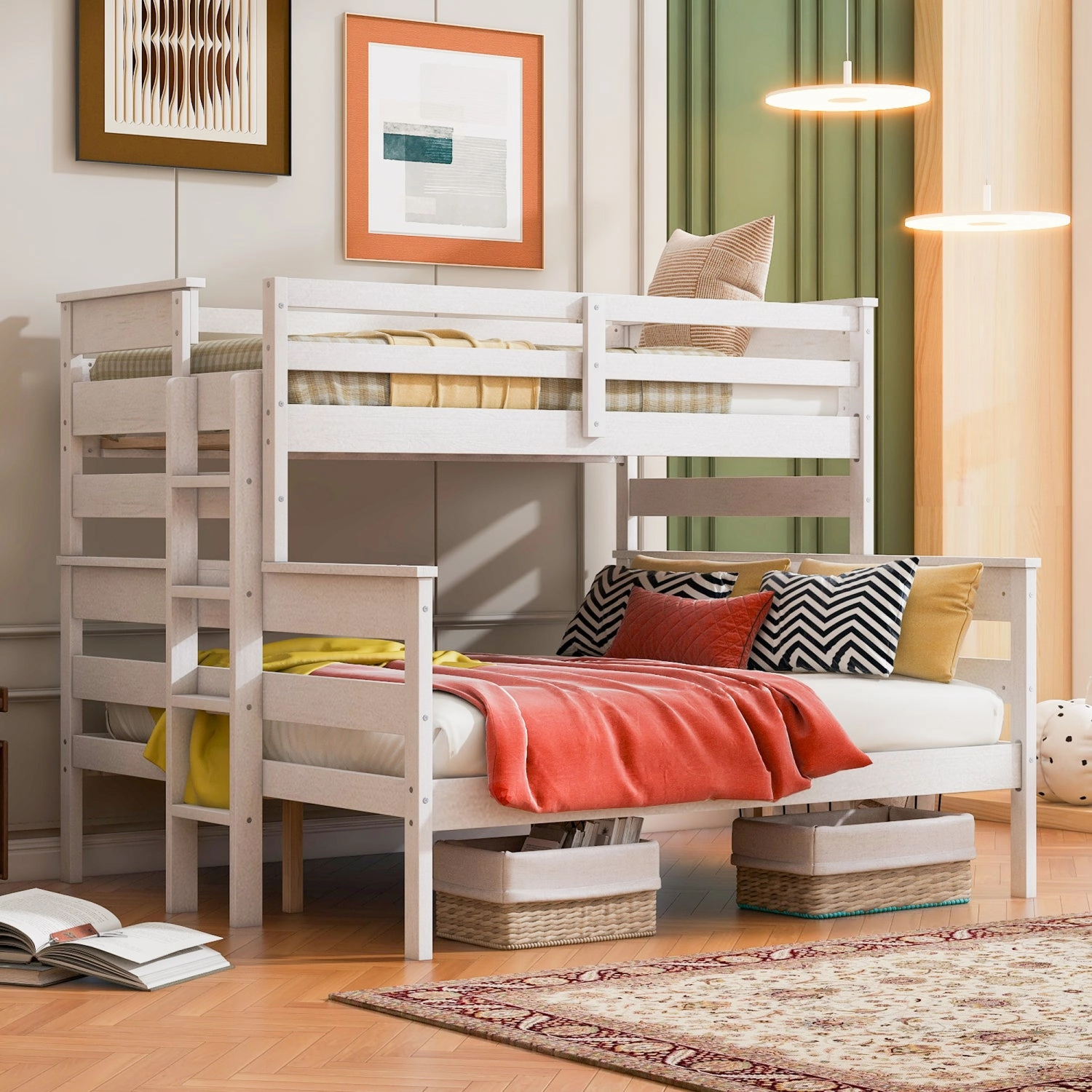 Streamdale Wood Twin XL over Queen Bunk Bed with Ladder