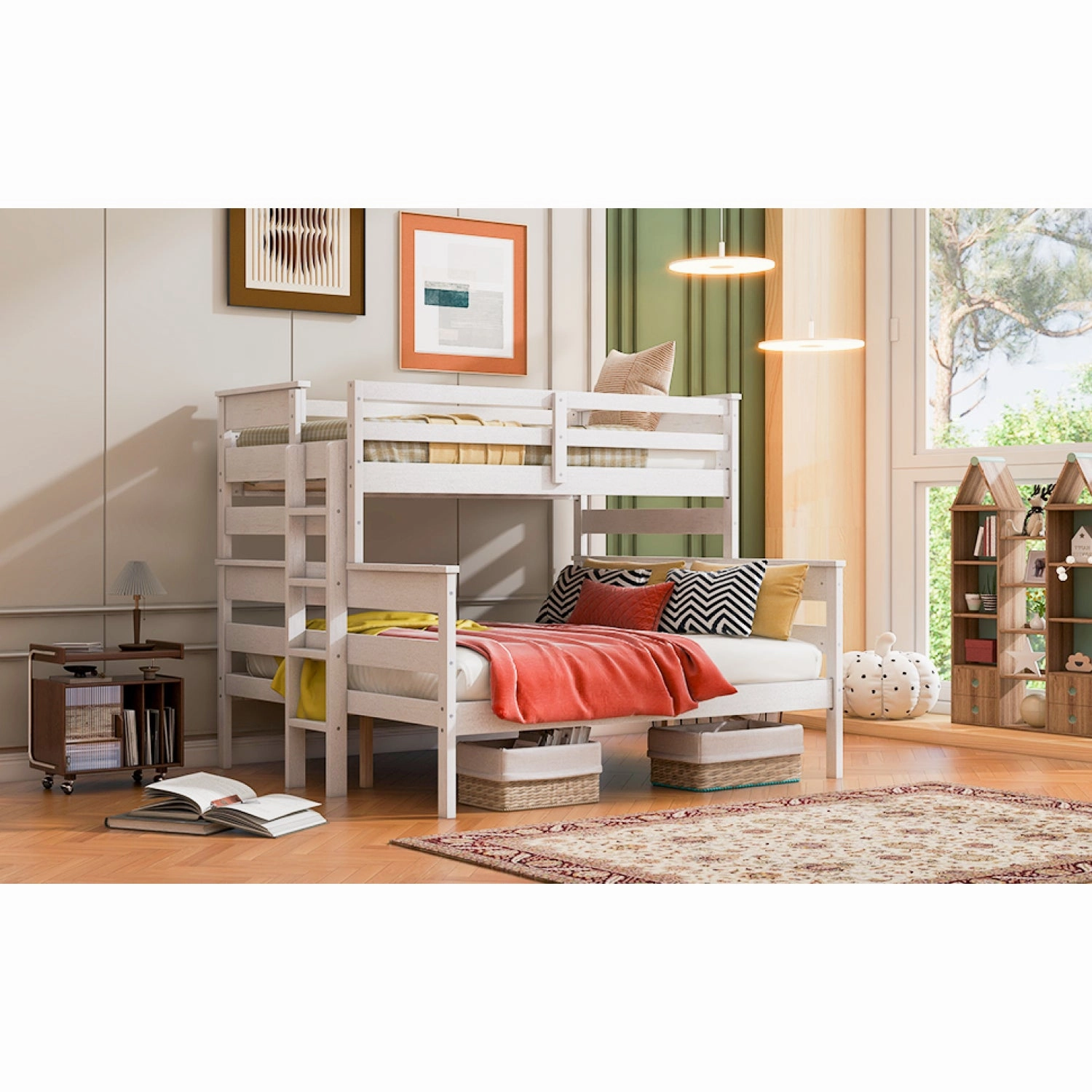 Streamdale Wood Twin XL over Queen Bunk Bed with Ladder