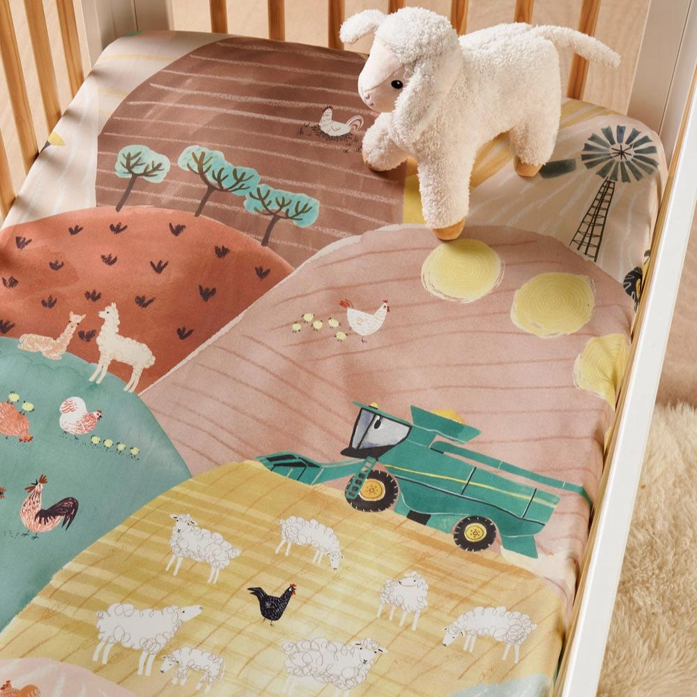 Sunset Harvest 2 Piece Cot Fitted Sheet Set by Linen House Kids