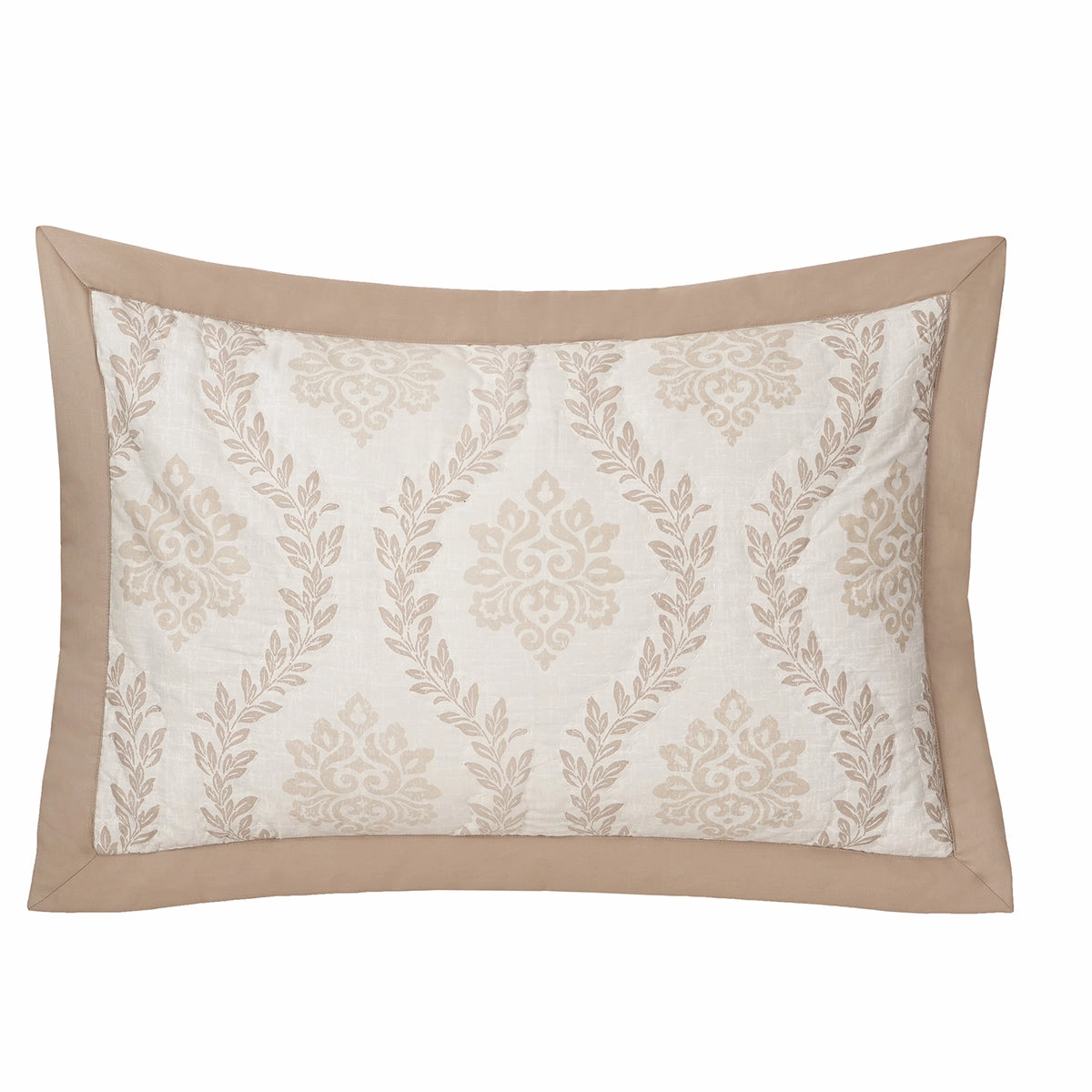 Tranquil Essence Lawn Leaflet Quilted Beige 2 PC Pillow Sham Set