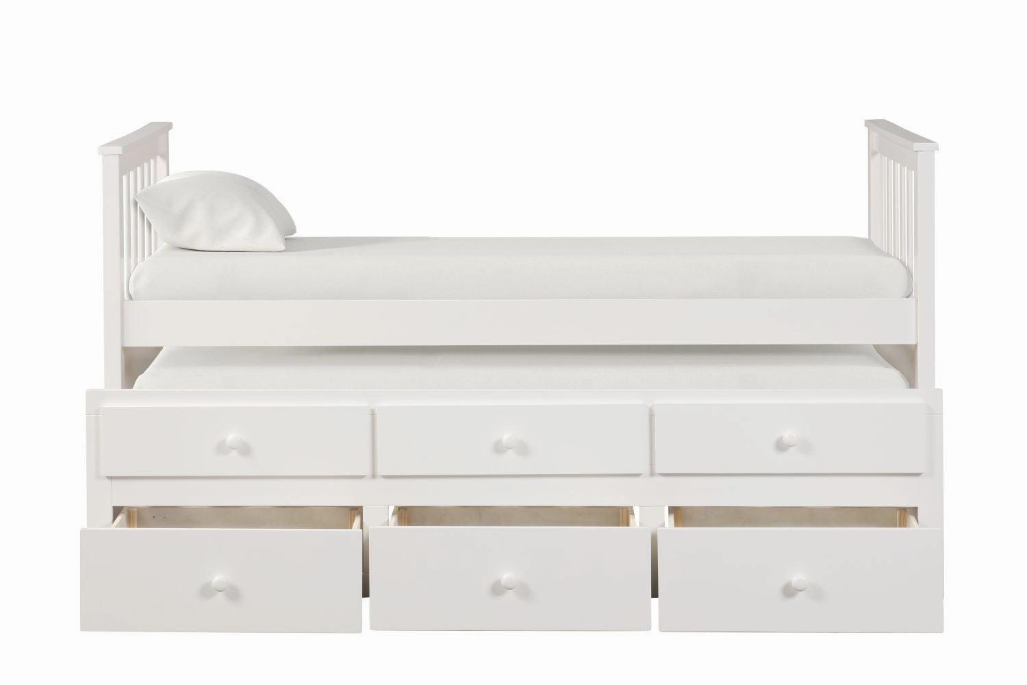 Trudy 3-Piece Twin Captain Bed with Trundle - White