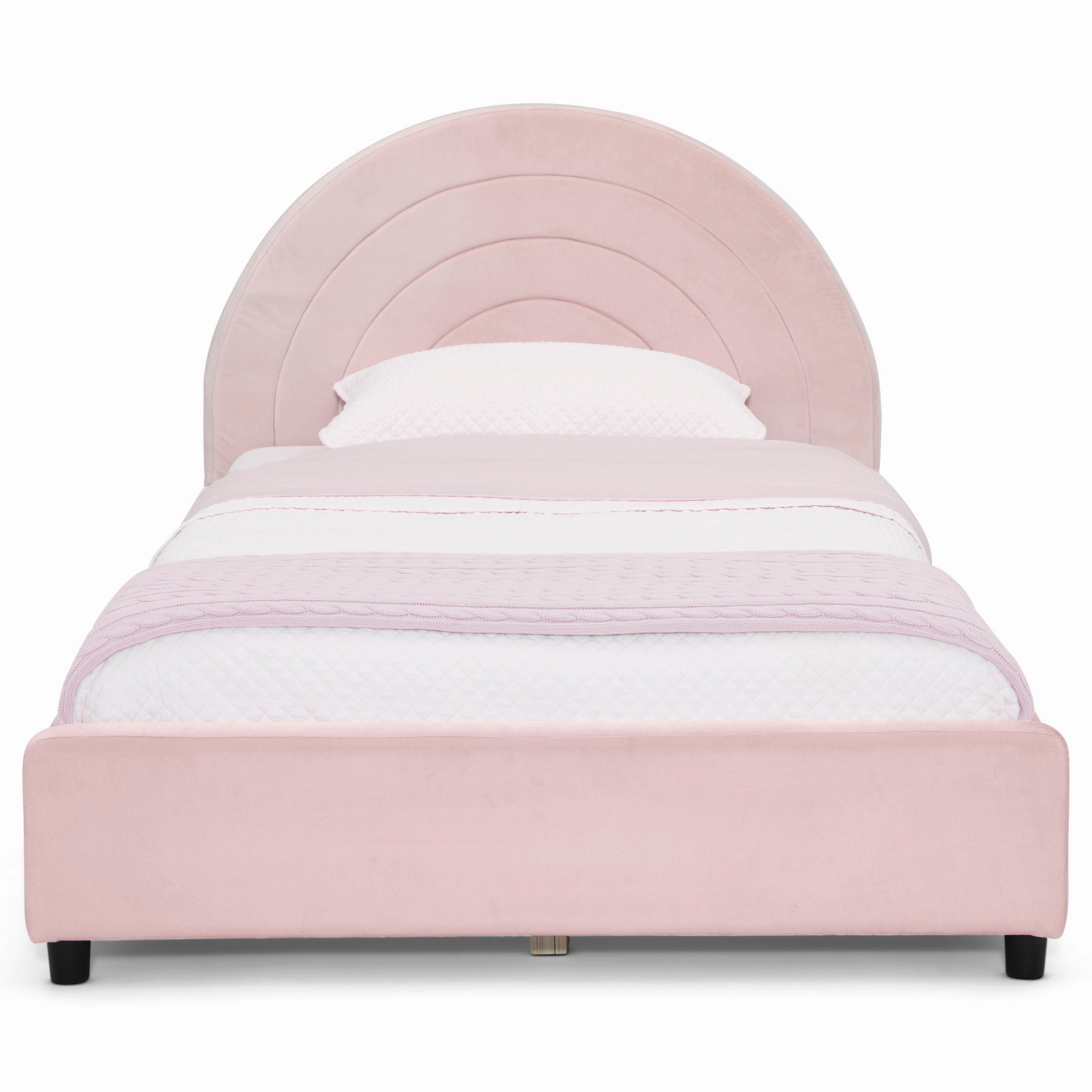 Upholstered Twin Bed with Round Headboard