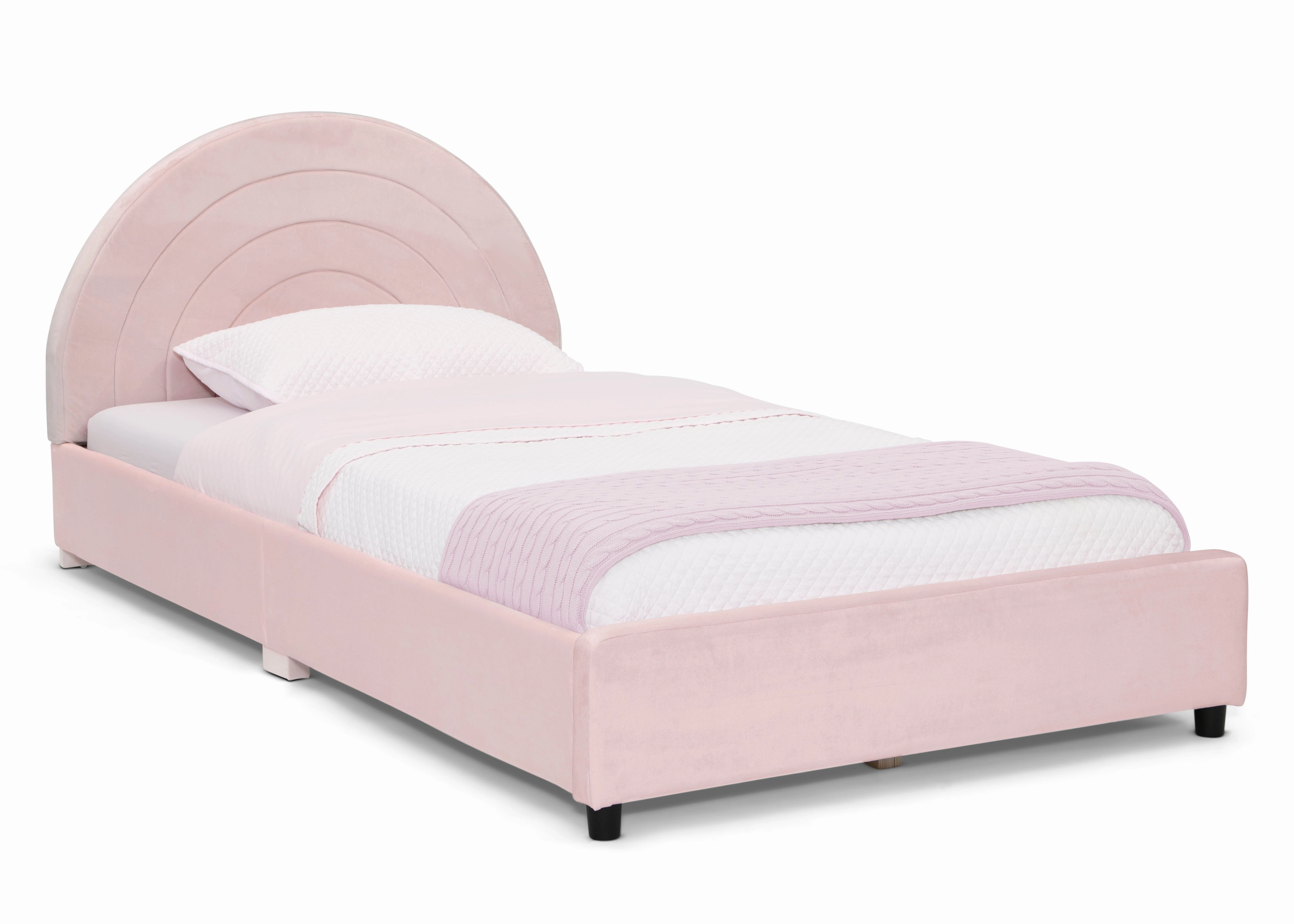 Upholstered Twin Bed with Round Headboard