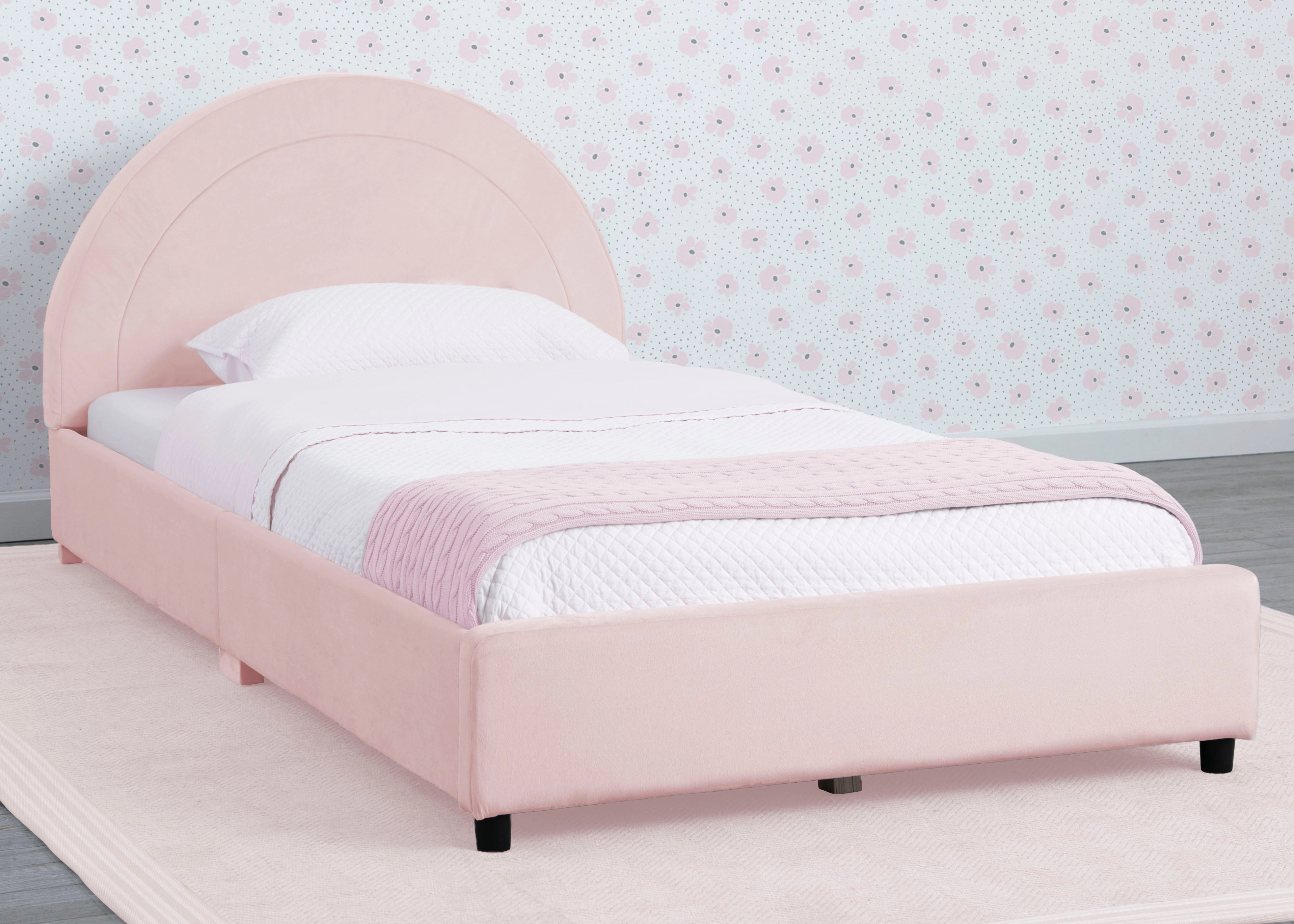 Upholstered Twin Bed with Round Headboard