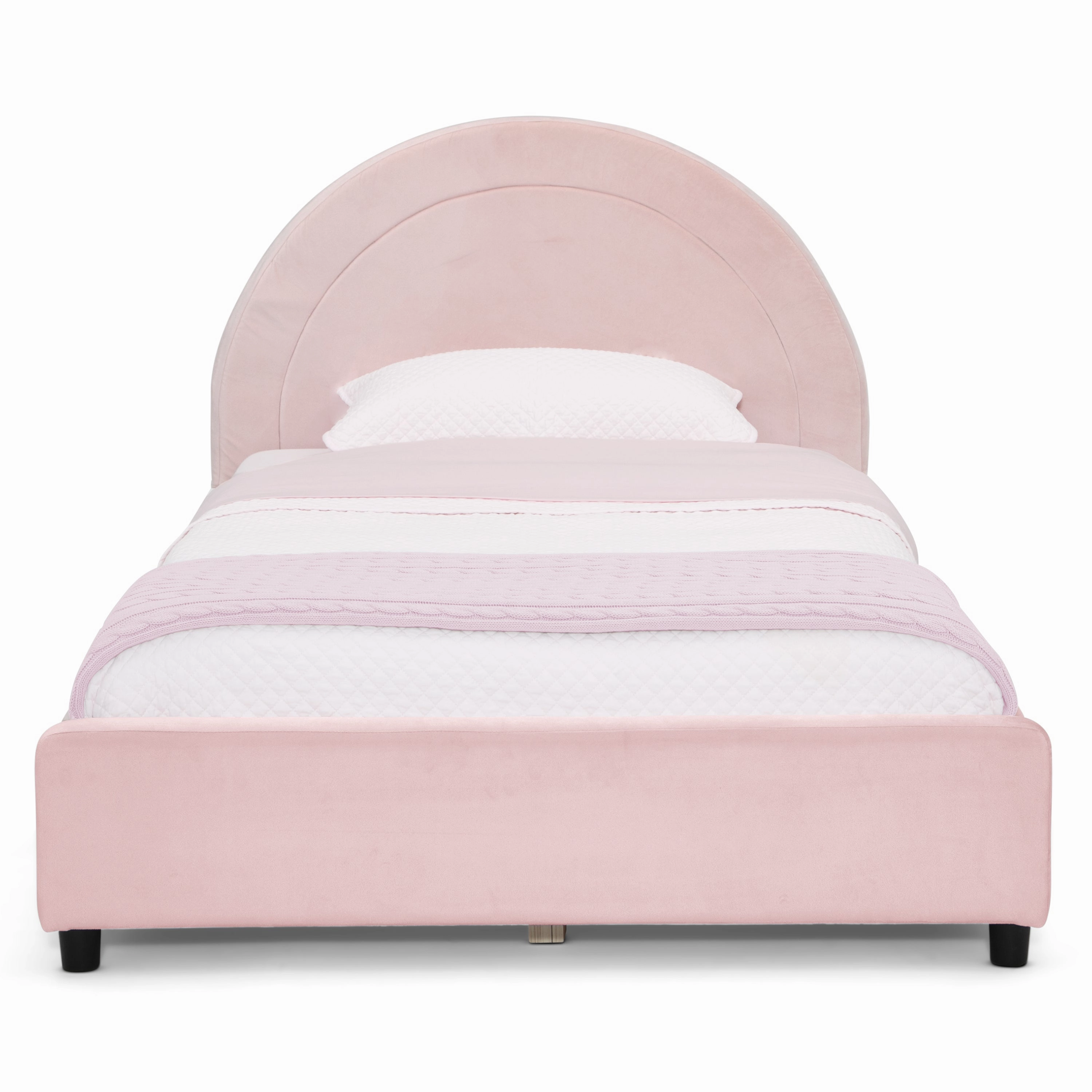 Upholstered Twin Bed with Round Headboard