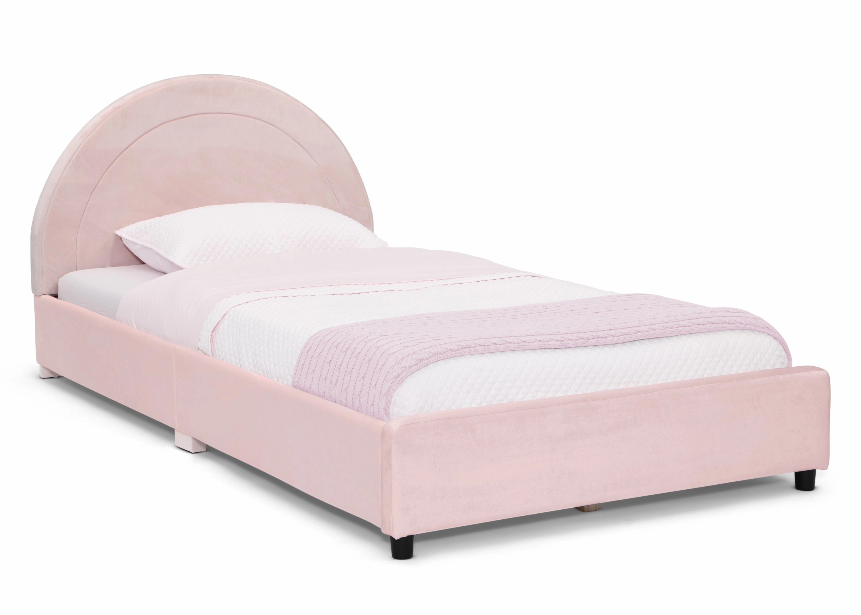 Upholstered Twin Bed with Round Headboard