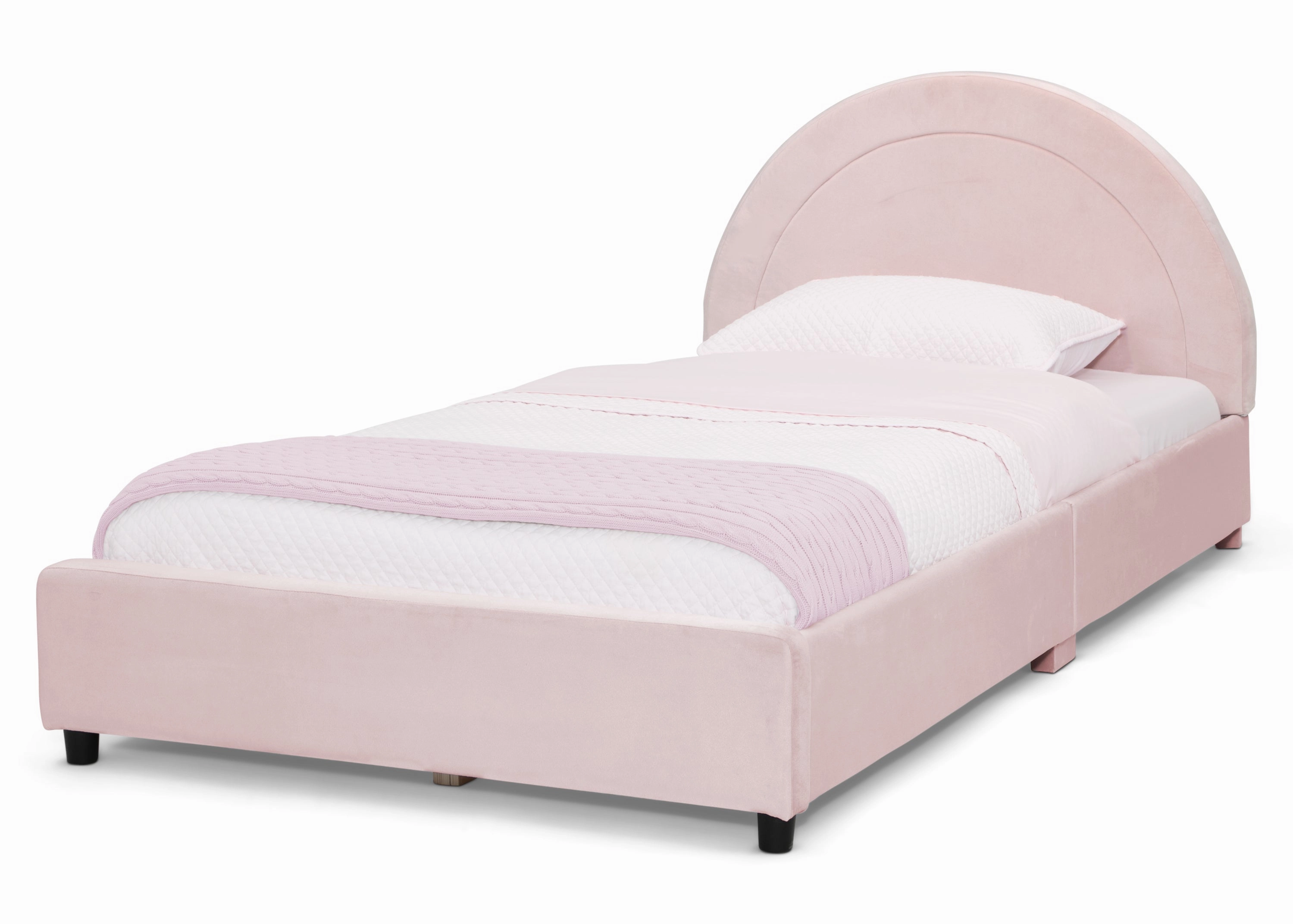 Upholstered Twin Bed with Round Headboard