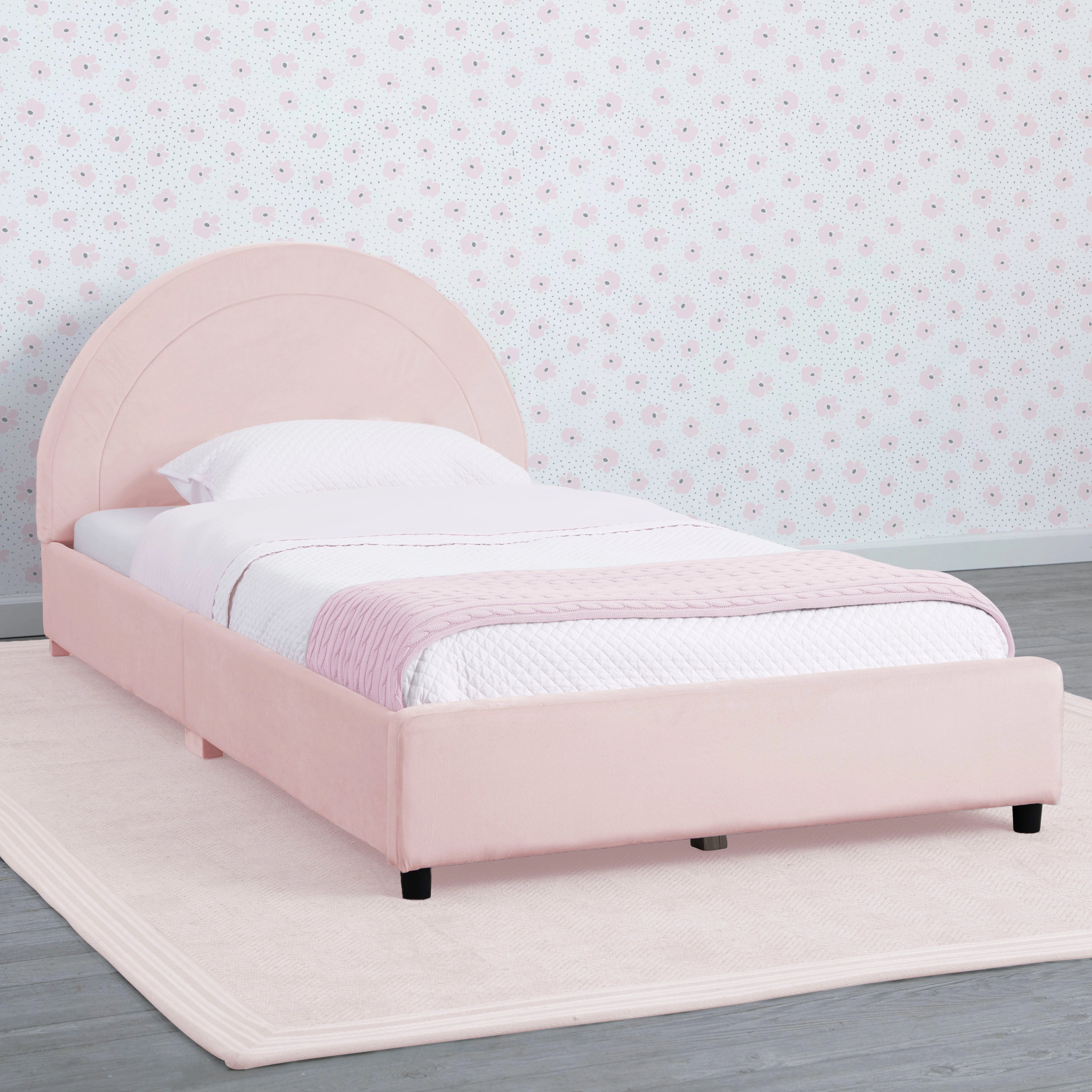 Upholstered Twin Bed with Round Headboard