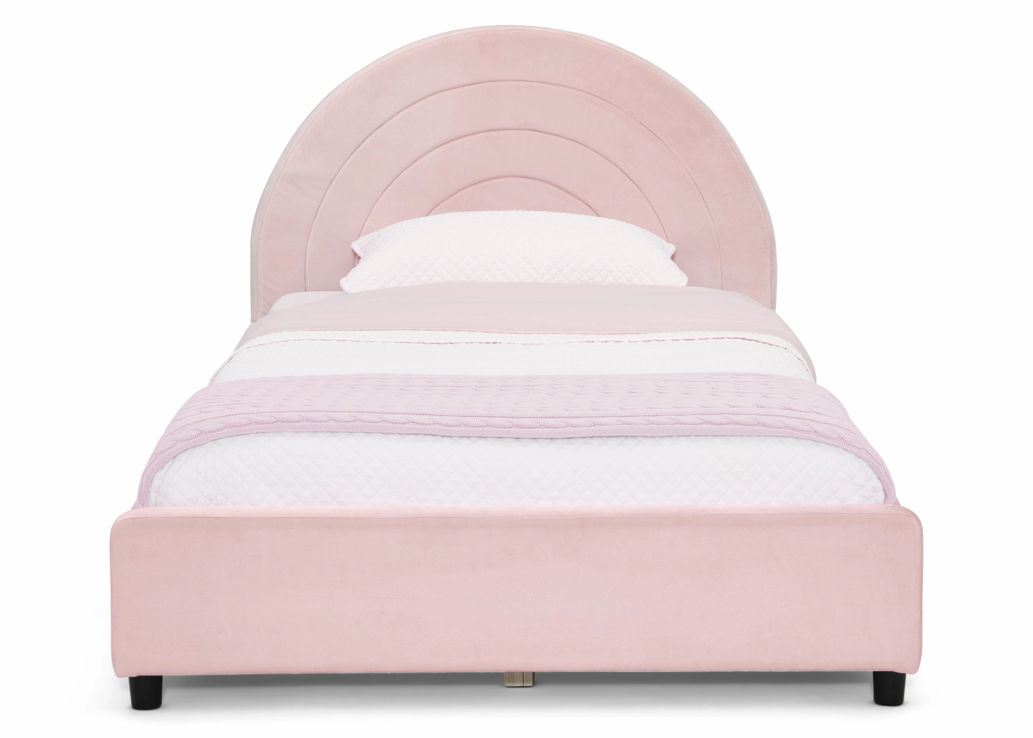 Upholstered Twin Bed with Round Headboard