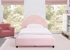 Upholstered Twin Bed with Round Headboard