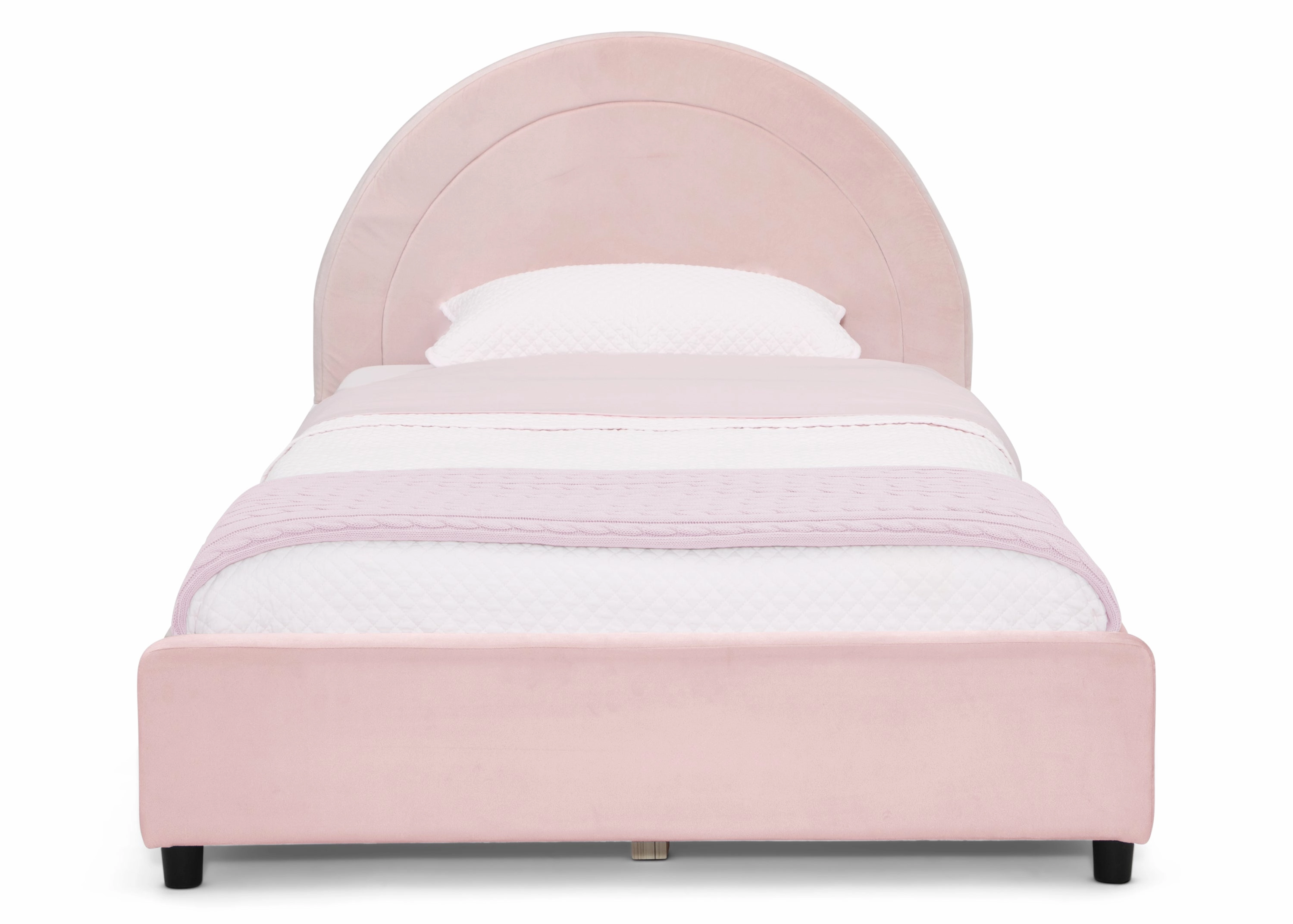 Upholstered Twin Bed with Round Headboard
