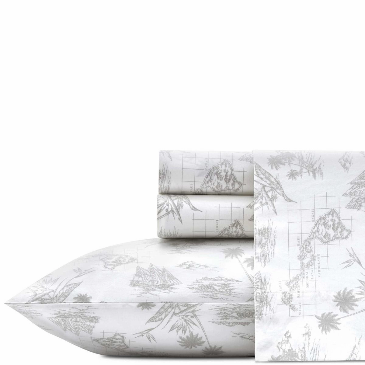Vintage Map Grey Cotton Sheet Set by Tommy Bahama
