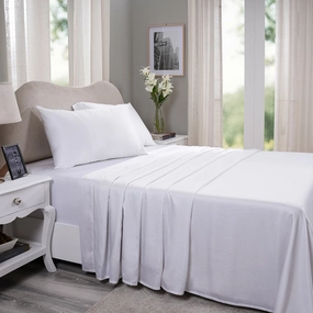 Vintage Noemi Solid 100%Tencel White Bed Sheet With Pillow Case