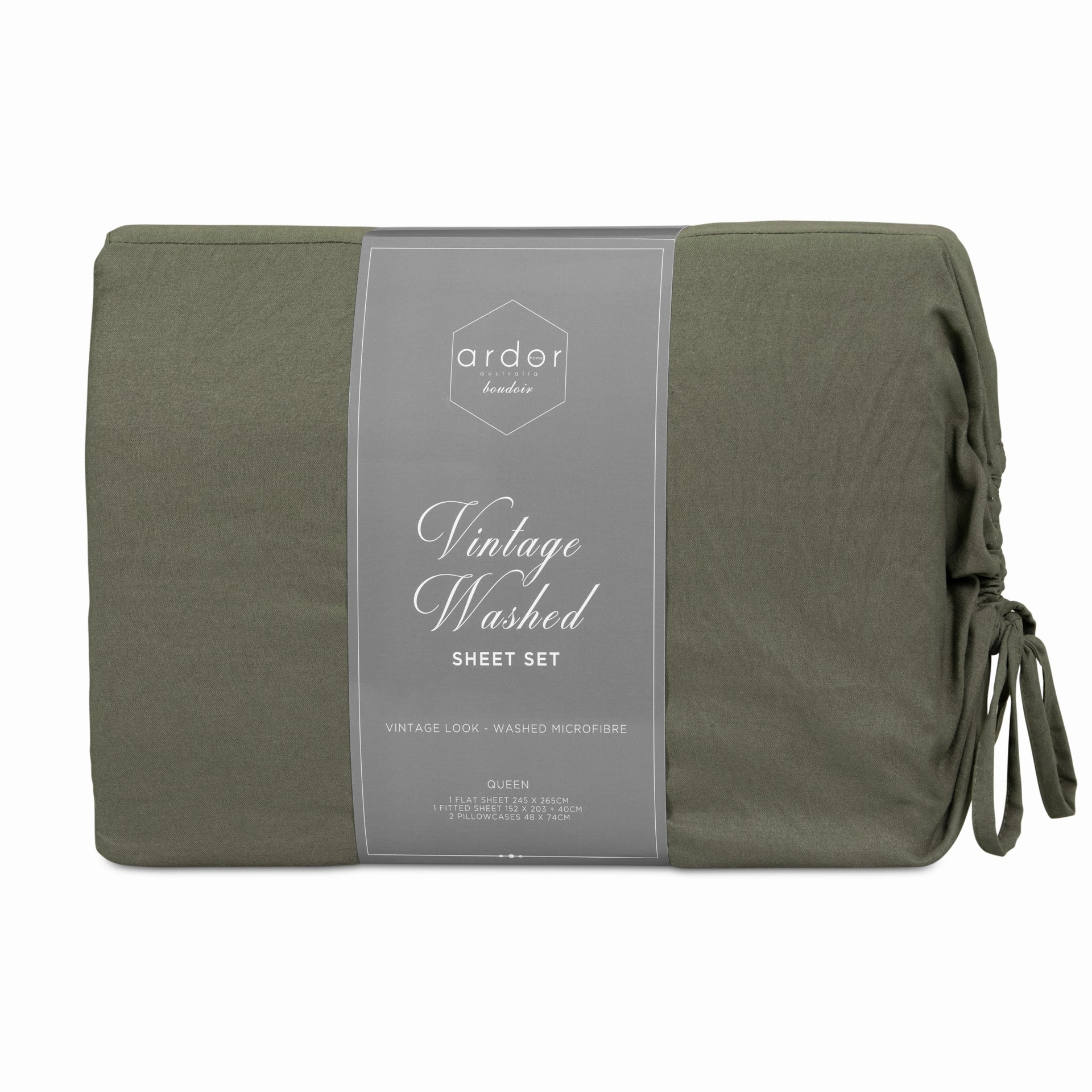 Vintage Washed Sheet Set Khaki by Ardor Boudoir