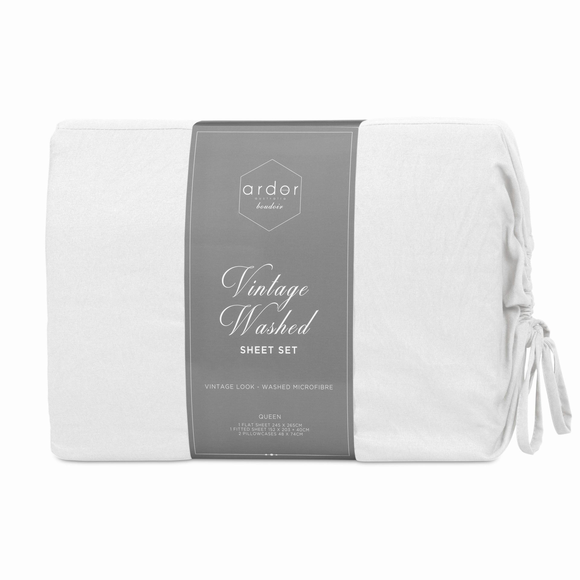 Vintage Washed Sheet Set White by Ardor Boudoir