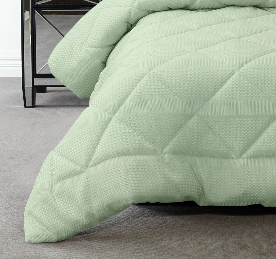 Waffle Stripe Comforter Set Range Sage