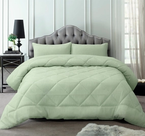 Waffle Stripe Comforter Set Range Sage