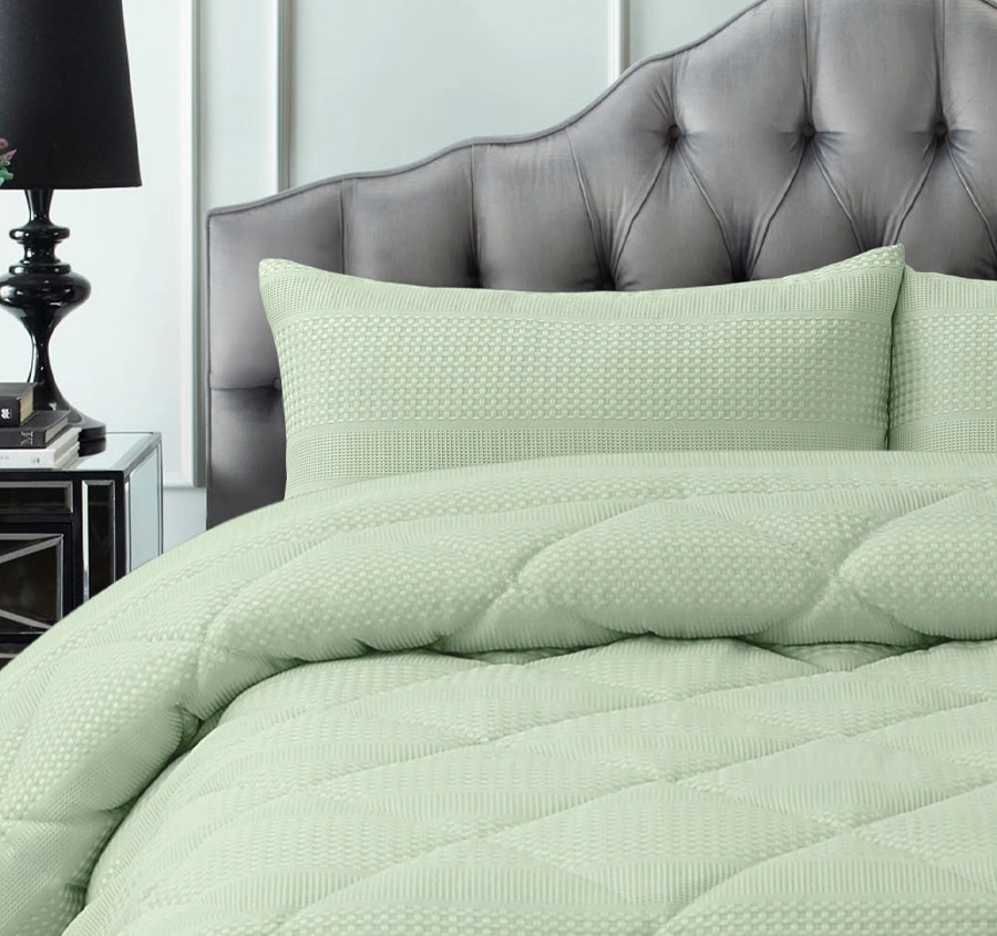 Waffle Stripe Comforter Set Range Sage