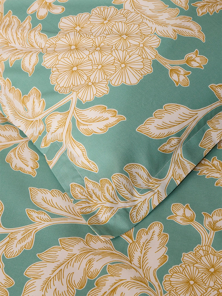 Westside Home Green Foliage King Bed Flat Sheet and Pillowcase Set