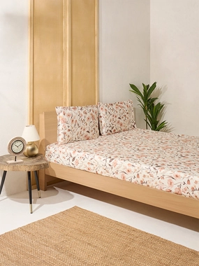 Westside Home Rust Botanical Queen Bed Flat Sheet and Pillowcase Set
