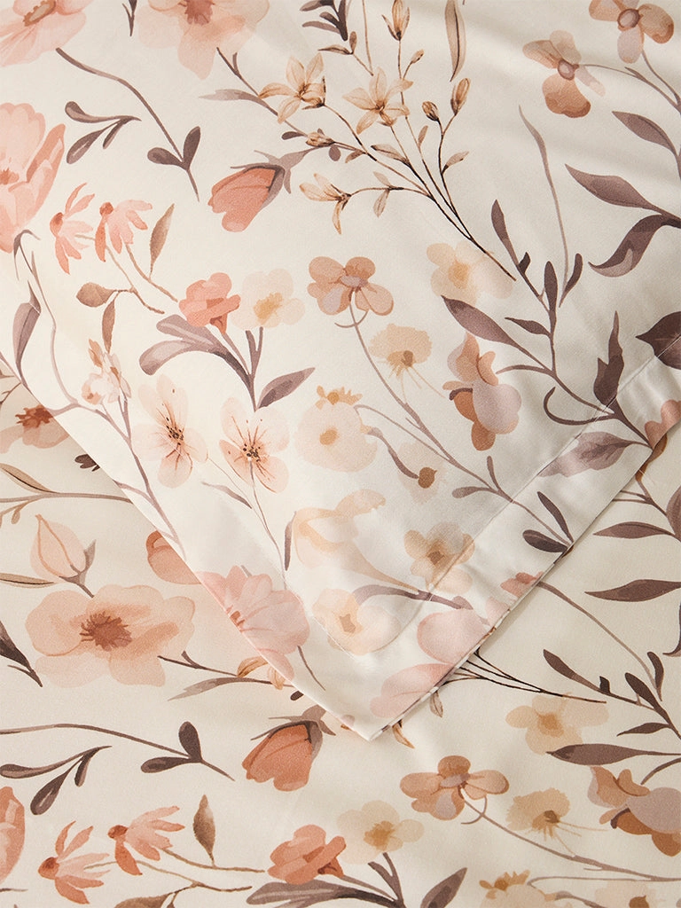 Westside Home Rust Botanical Queen Bed Flat Sheet and Pillowcase Set