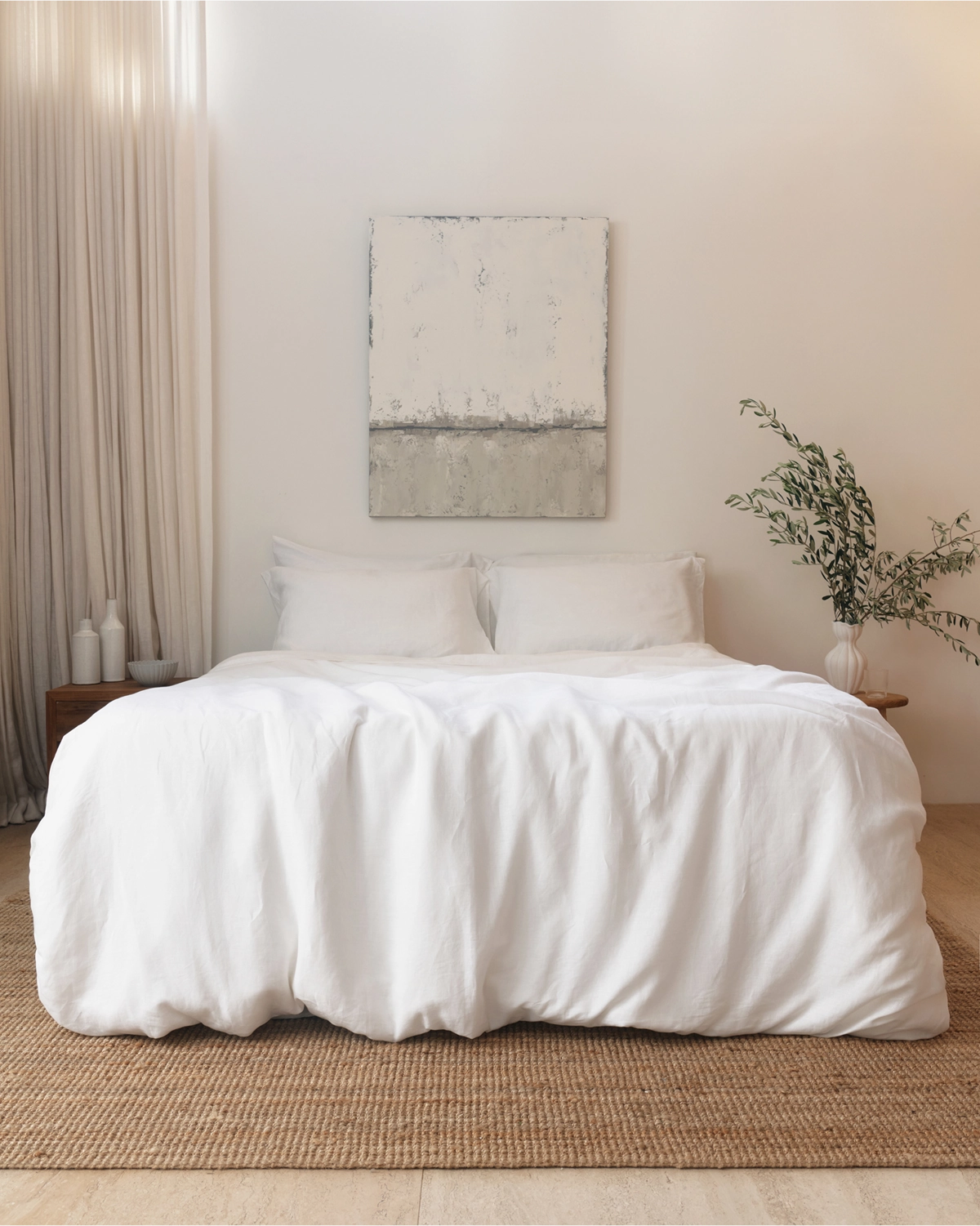 White 100% Flax Linen King Pillowcases (Set of Two)