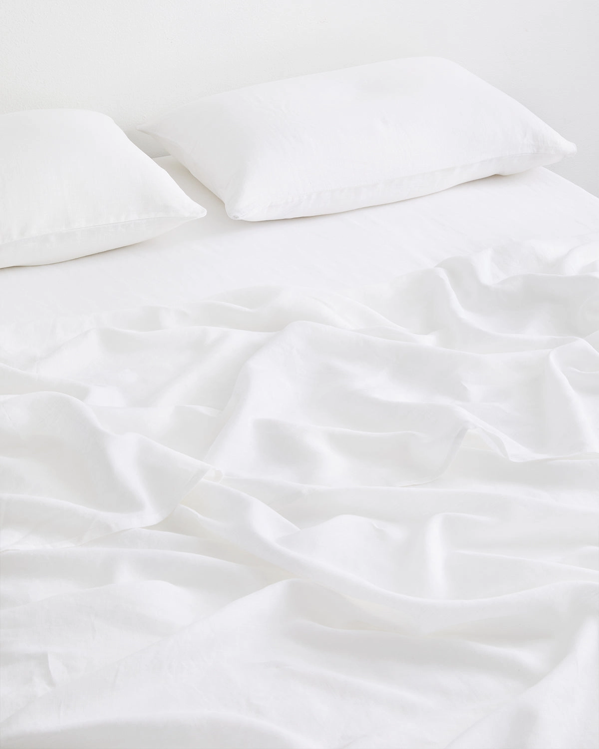 White 100% Flax Linen King Pillowcases (Set of Two)
