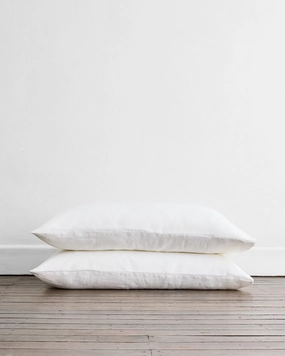 White 100% Flax Linen King Pillowcases (Set of Two)