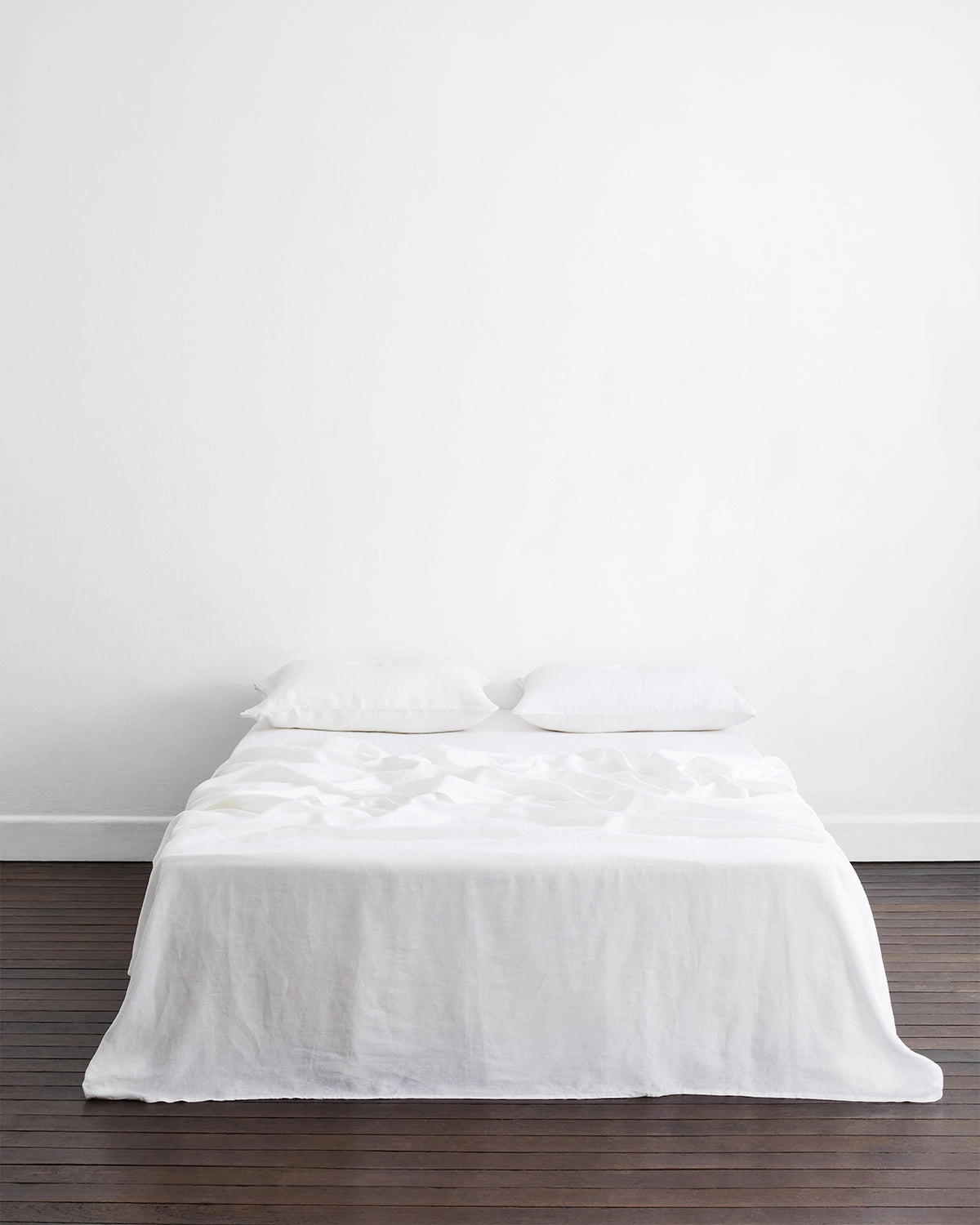 White 100% Flax Linen King Pillowcases (Set of Two)