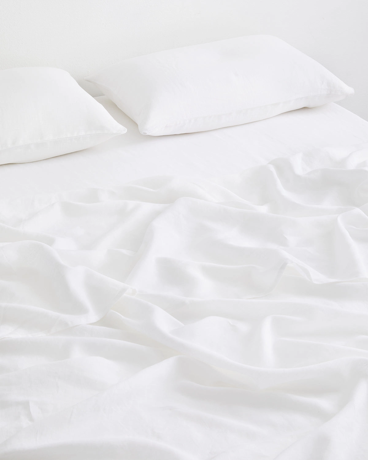 White 100% French Flax Linen Fitted Sheet