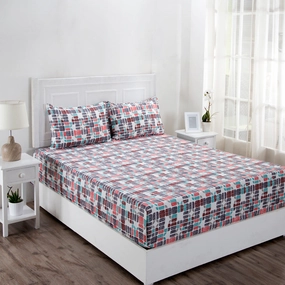Zephyr Exton Printed 200 TC 100% Cotton Multi Bright Bed Sheet with Pillow Case